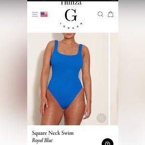 Hunza G Royal Blue Square Neck One Piece- One Size